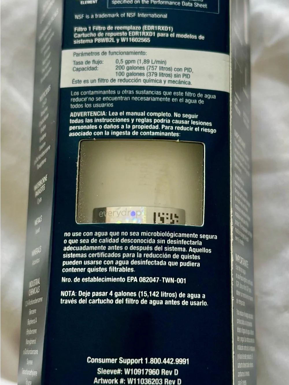 EveryDrop Refrigerator Ice & Water Filter 1 Whirlpool Maytag 6 Month Filter